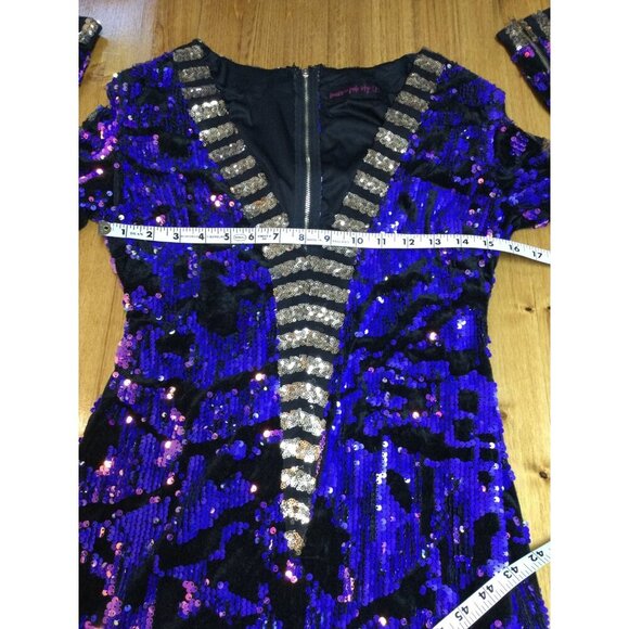 House Of Jade Sky Sequin Mini Dress Size 8 Sequined Party Cocktail Event Glam - Picture 7 of 9